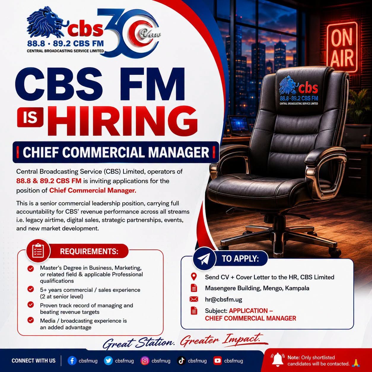 CBS FM Hiring