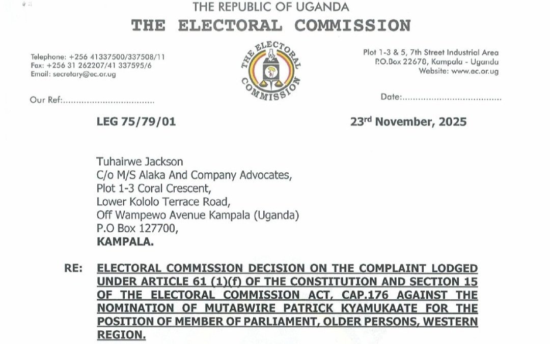 Akakiiko k'ebyokulonda kagobye Mutabwire Patrick Kyamukaate ku by'okuvuganya ku kifo ky'omubaka wa parliament akiikirira abakadde - emikono gy'abamusemba tegiwera
