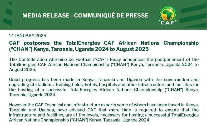 CHAN 2025 ayongezeddwayo  mu August- Uganda, Kenya ne Tanzania abategesi bakyeteekateeka